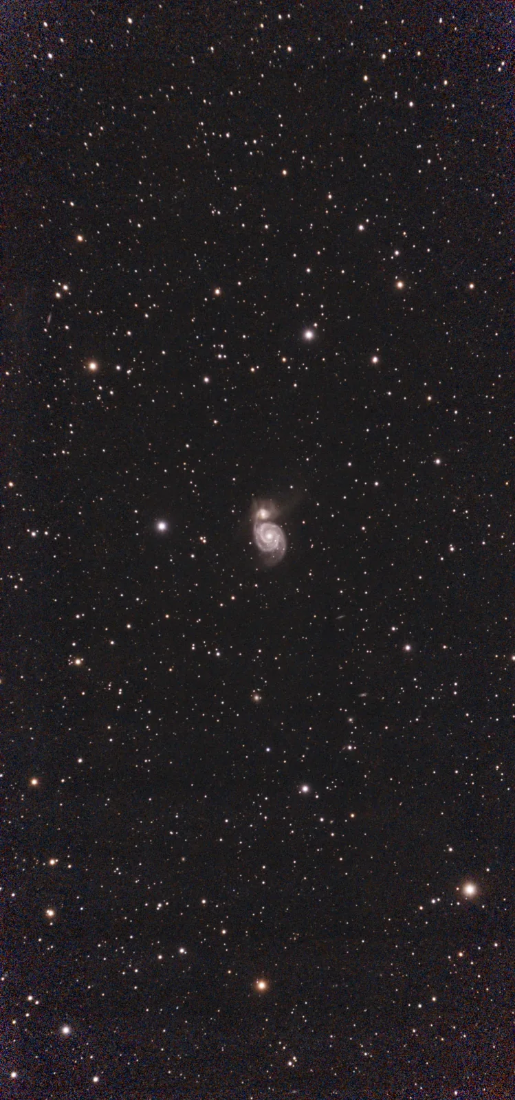 M51 Whirlpool Galaxy — raw capture vs. finished